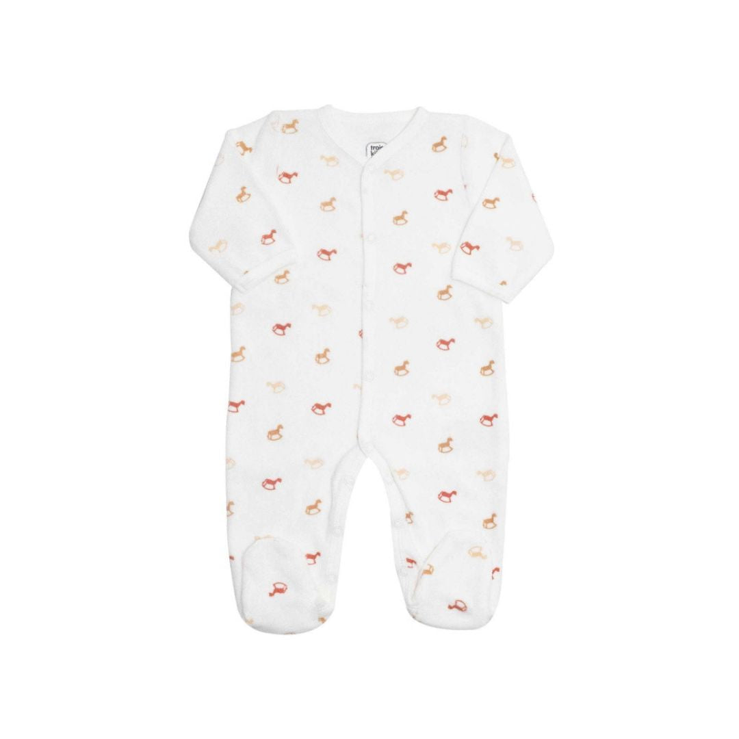 Trois Kilos Sept Rocking Horse Velour Pyjamas (3M)