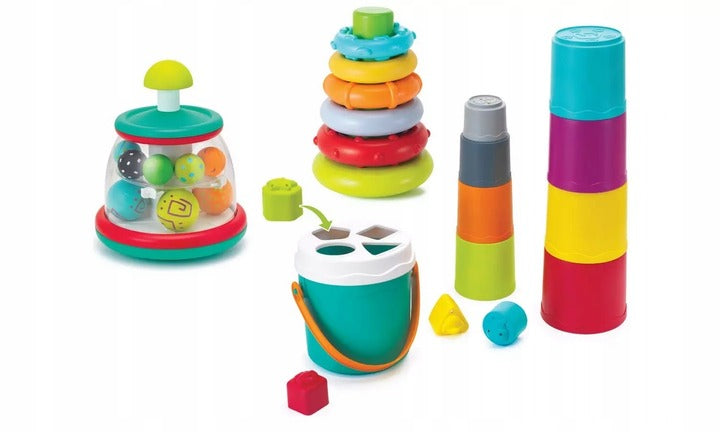 Infantino 3-in-1 Stack, Sort & Spin Activity Set - A World of Fun for Little Explorers!