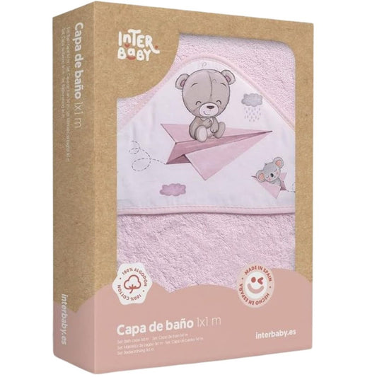 Interbaby Bath Towel Paper Plane Pink