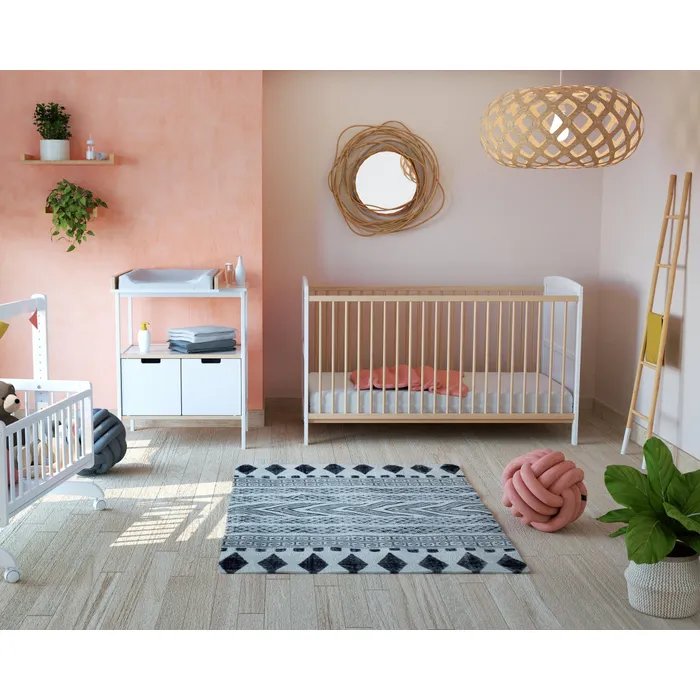 Webaby: LUNA Convertible Wooden Baby Cot - White & Varnished Beech