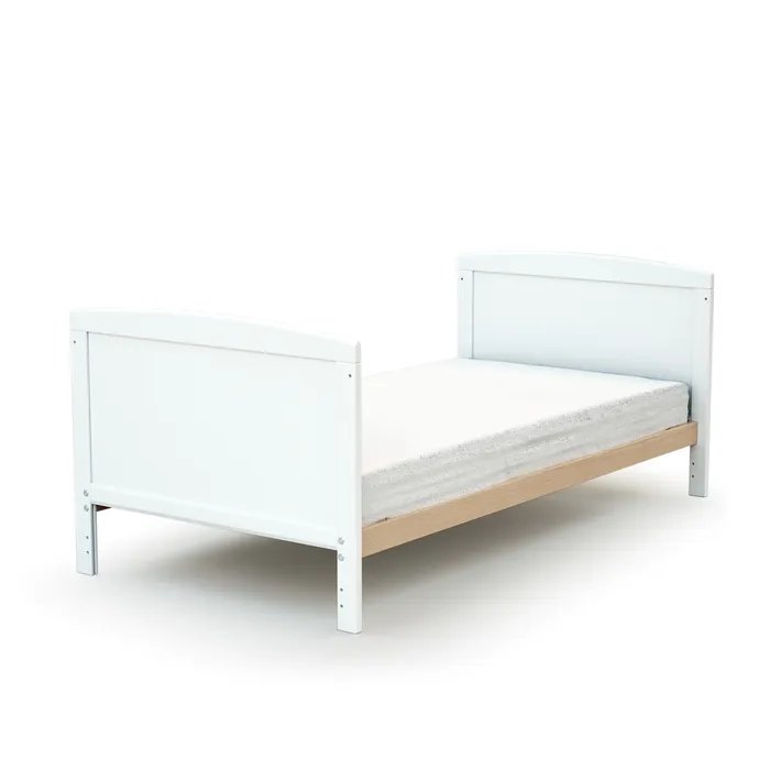 Webaby: LUNA Convertible Wooden Baby Cot - White & Varnished Beech