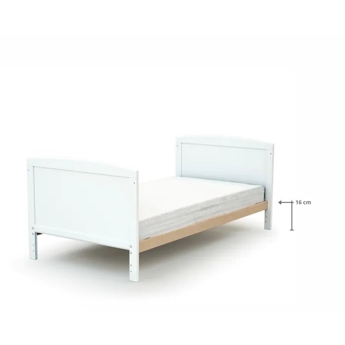 Webaby: LUNA Convertible Wooden Baby Cot - White & Varnished Beech