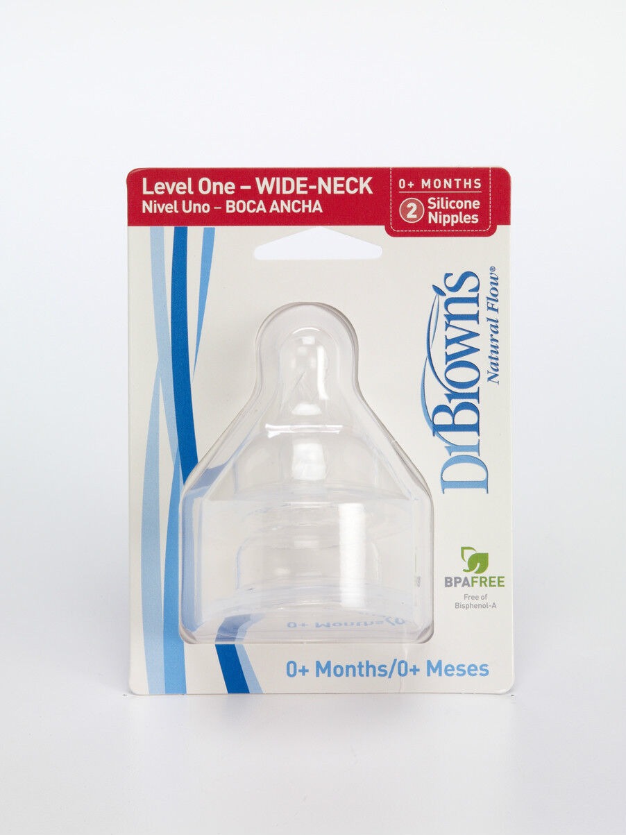 Dr. Brown's Natural Flow Level 1 Wide-Neck Nipples - 2 Pack