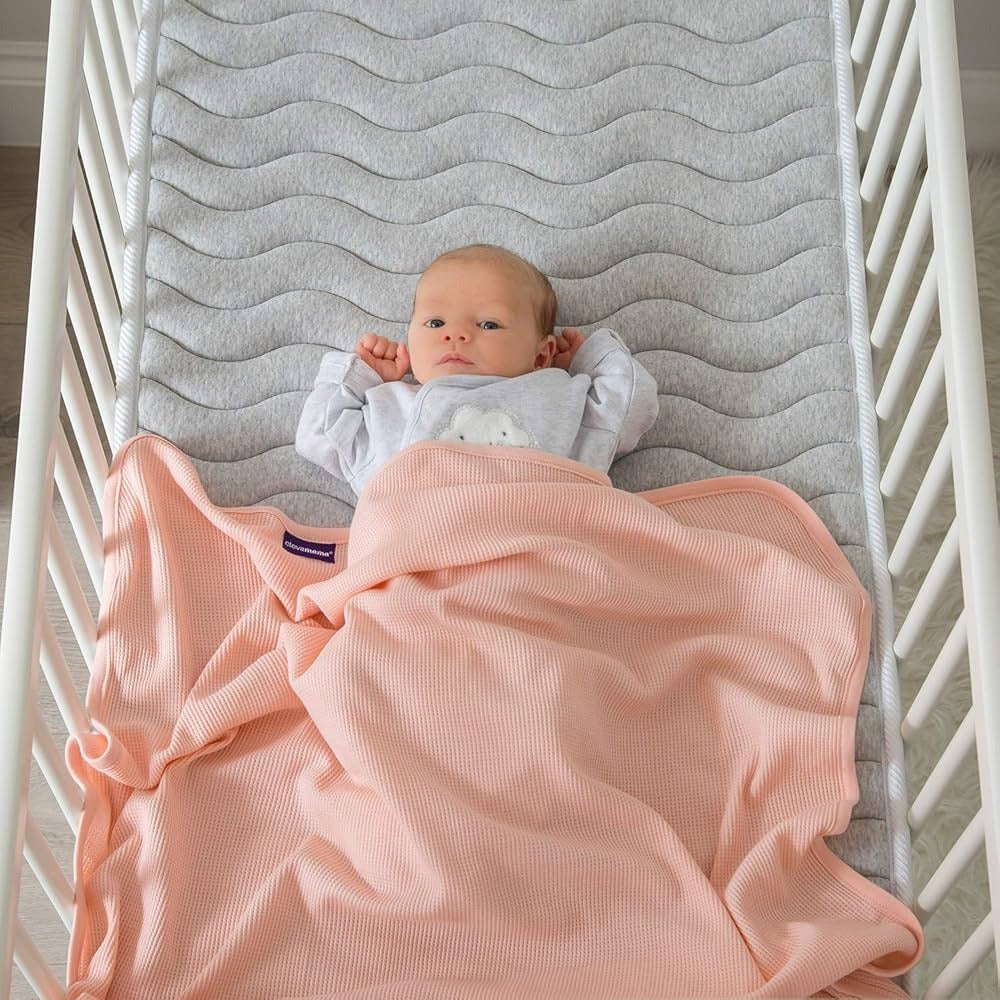 Clevamama Waffle Weave Baby Blanket - Soft, Breathable, and Perfect for Cuddles