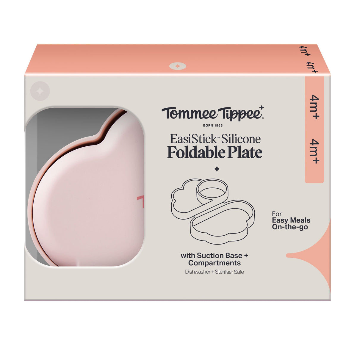 Tommee Tippee Silicone Foldable Plate with Suction Base – Pink