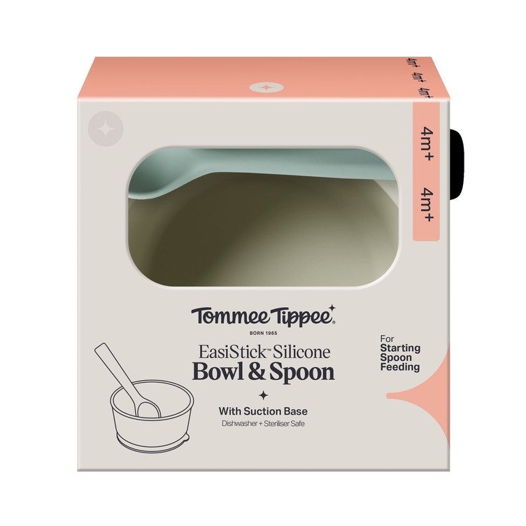 Tommee Tippee Easistick Silicone Bowl & Spoon (4m+) – Assorted Colours
