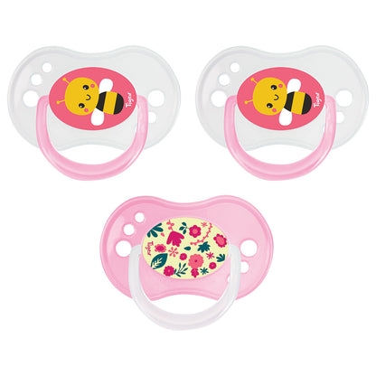 Tigex - Reversible Silicone Pacifiers 0-6m - Pack of 3 - Pink