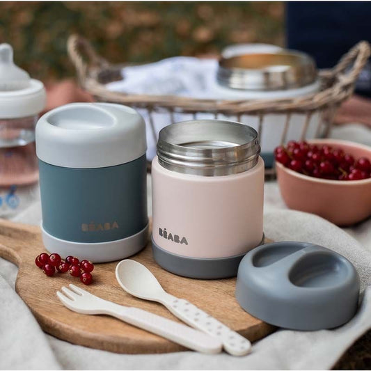 BÉABA Thermo-Portion Insulated Stainless Steel Food Jar (300ml – Light Mist / Eucalyptus Green)