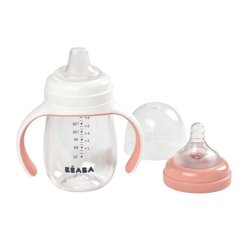 BÉABA: 2-in-1 Evolution Learning Bottle (210ml) – Old Pink