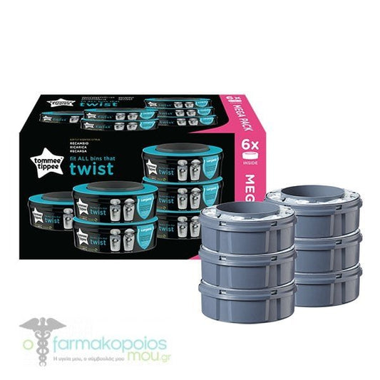 Tommee Tippee Twist & Click Diaper Disposal Bin Refills (6-Pack)