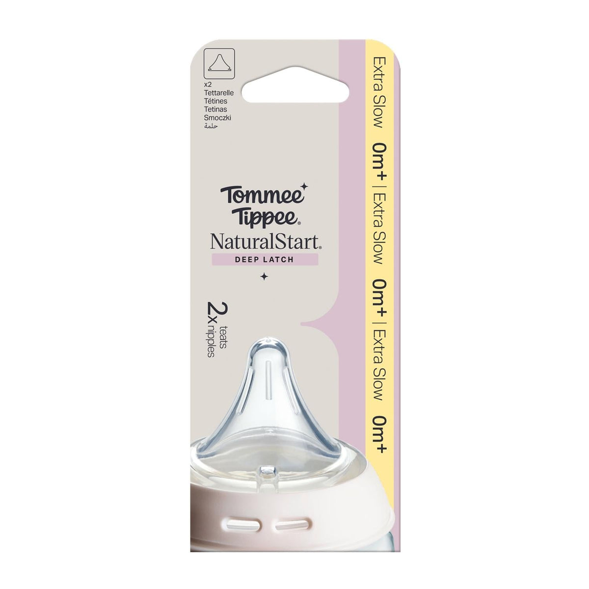 Tommee Tippee Natural Start Deep Grip Triangular Teats – Extra Slow Flow, Clear (2 Pack)