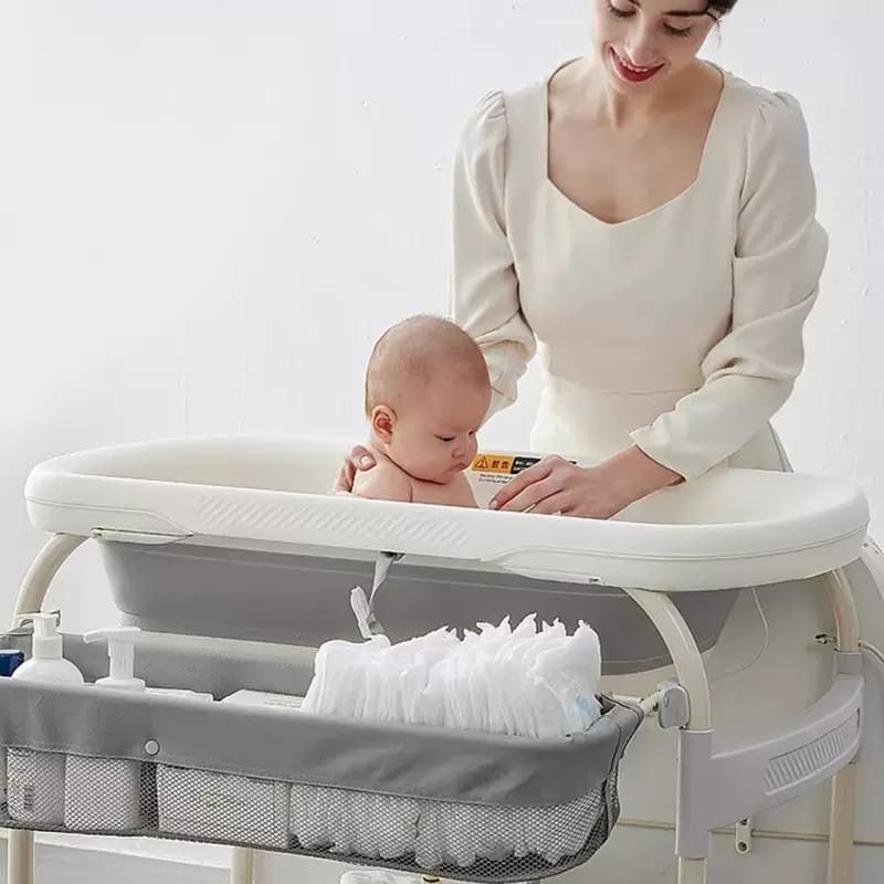 PandaEar 2-in-1 Baby Bathtub & Changing Table with Digital Thermometer