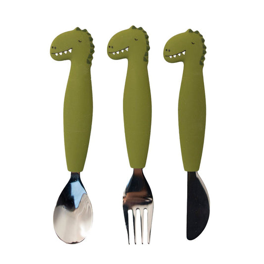 Trixie: Silicone Cutlery Set 3-Pack - Mr. Dino