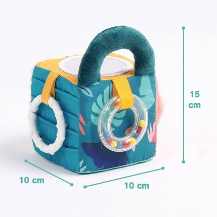 LUDI: Cube Tissus Feuille - Soft Sensory Activity Cube