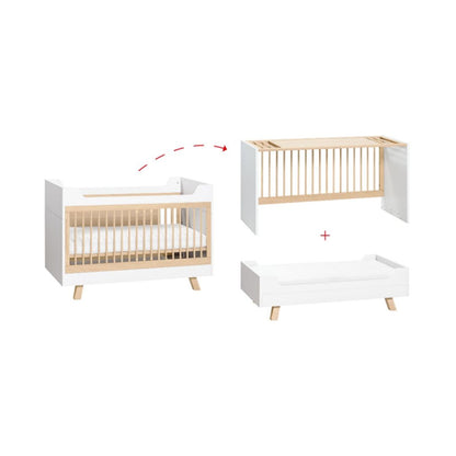 Vox Cot Bed With Removable Bar 70X140 4YOU White/Oak
