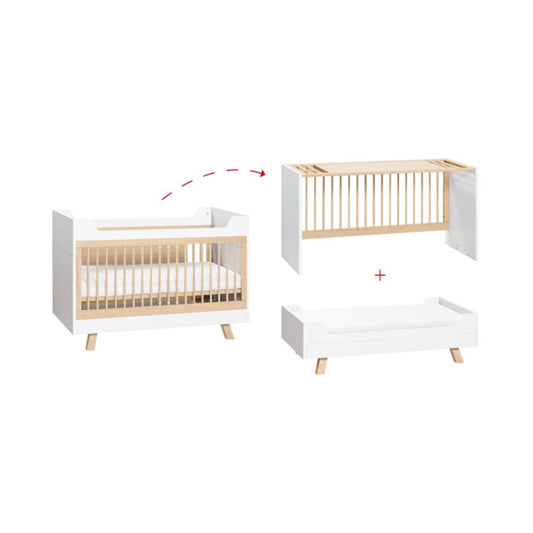 Vox Cot Bed With Removable Bar 70X140 4YOU White/Oak