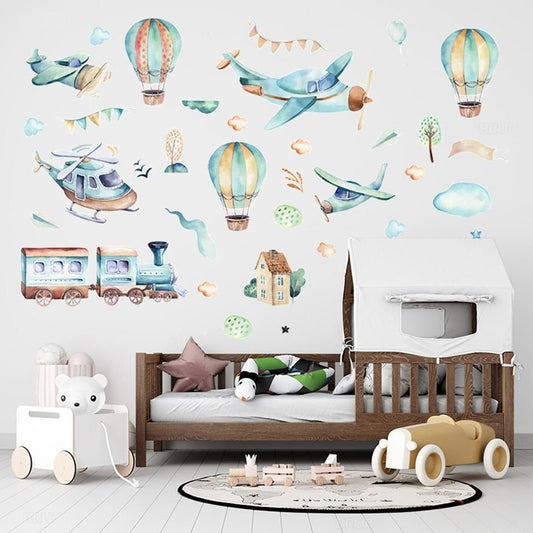SIPO: Nursery Wall Decals - Vintage Airplanes & Clouds