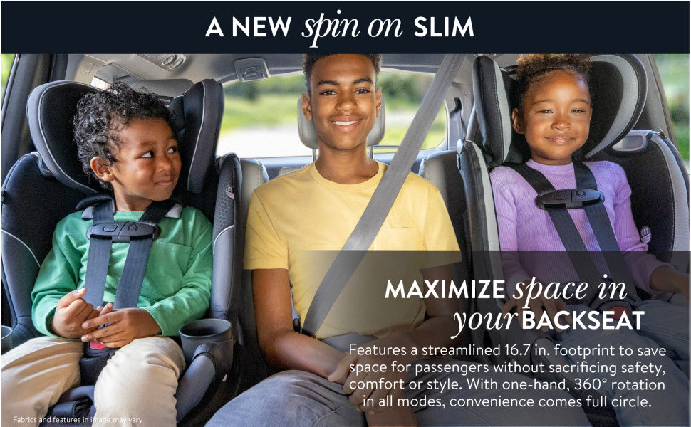 Evenflo Revolve360 Slim 2-in-1 Rotational Car Seat with SensorSafe obsidian black