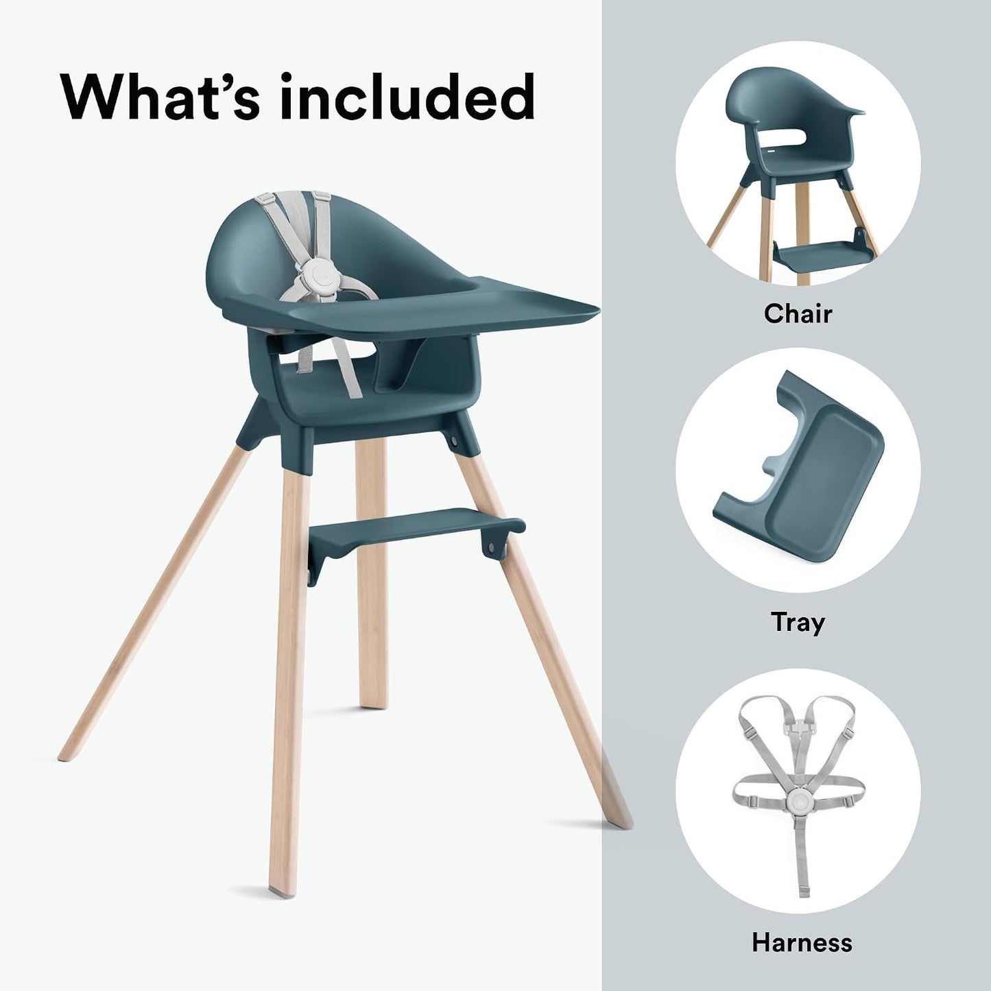 Stokke: Clikk Bamboo High Chair with Tray & Harness