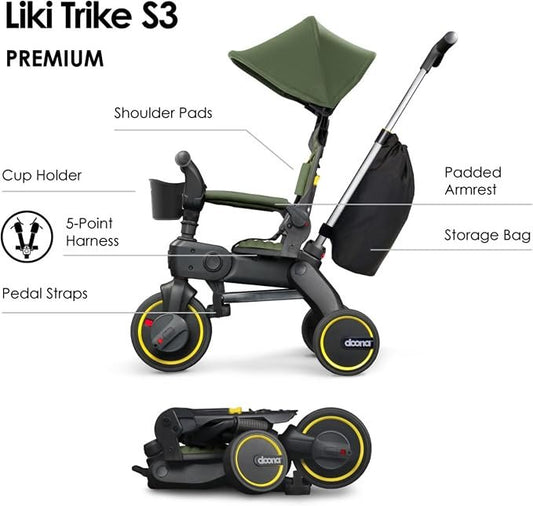 Doona: Liki Trike S3 - 5-in-1 Compact Foldable Tricycle (Desert Green)