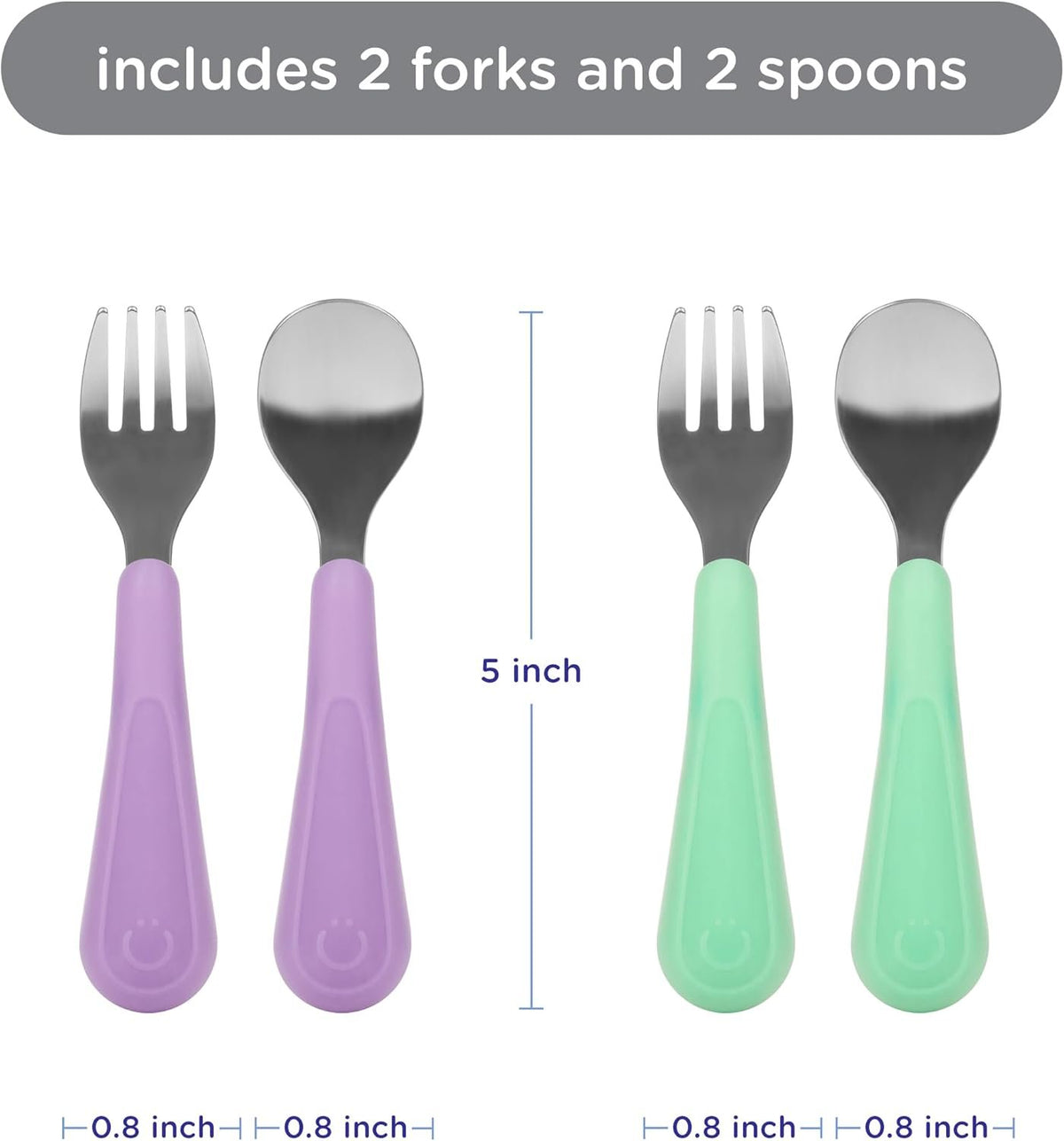 Ubbi Stainless Steel Utensil Set – Smoothie Purple & Sugar Snap