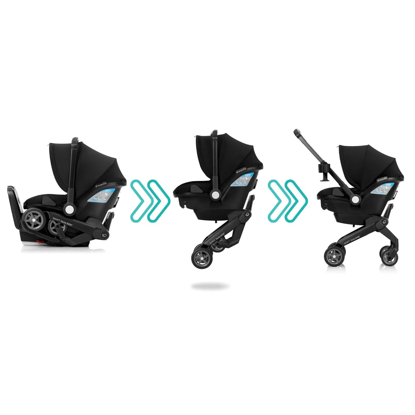 Evenflo Shyft DualRide Infant Car Seat - Stroller Combo with Carryall Storage Beaufort Black