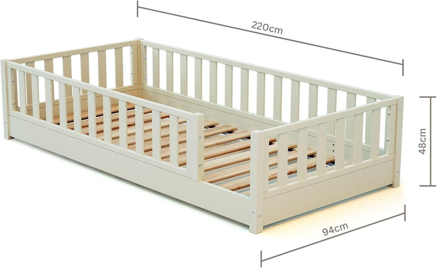Jurababy: Lit au Sol SONHO Mini (70 x 140 cm) - Montessori Wooden House Bed