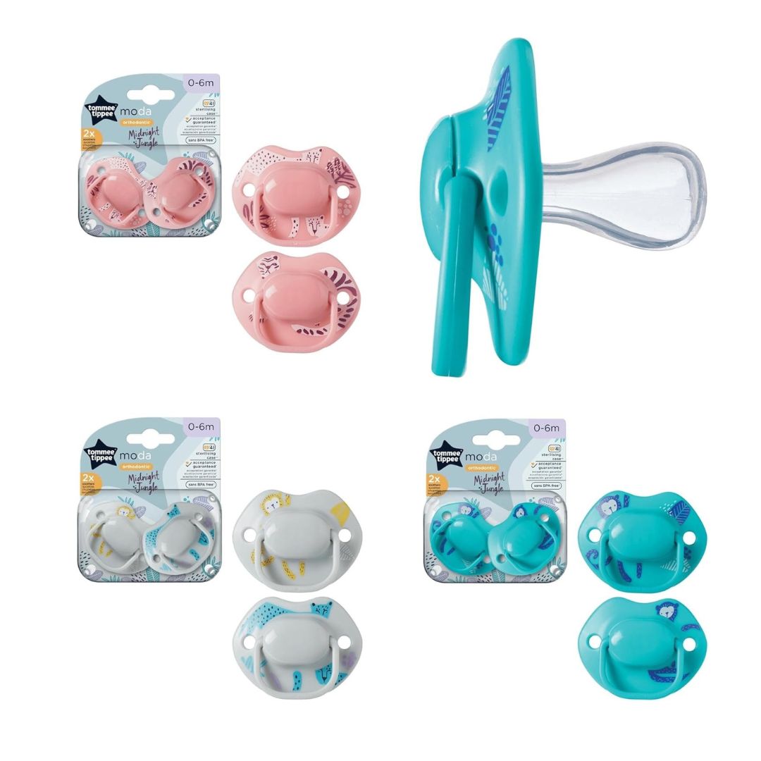 Tommee Tippee Moda Orthodontic Soothers (0-6 Months) – 2 Pack Assorted