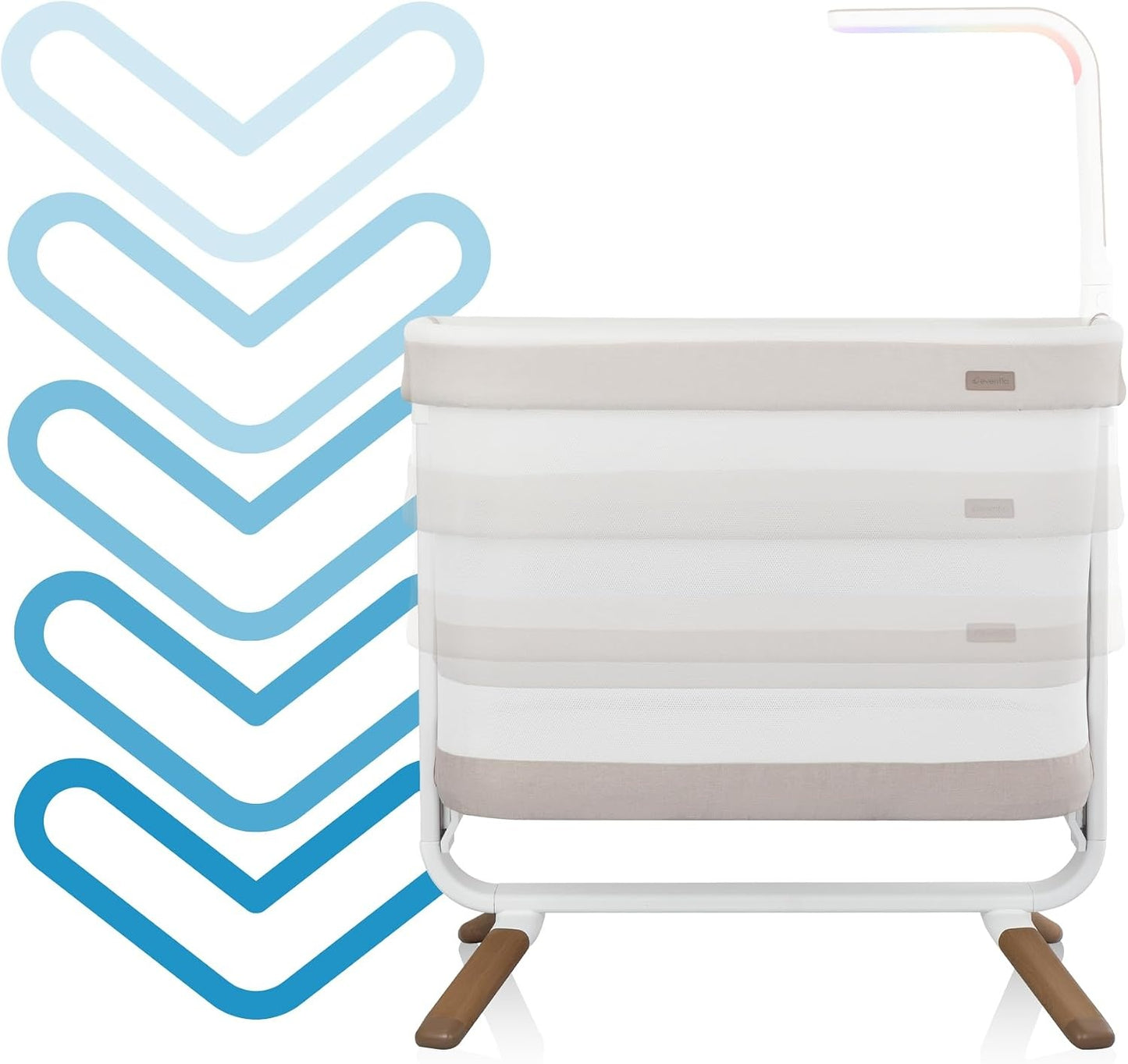 Evenflo: Cora 3 Level Adjustable Bassinet – Coastal Coffee