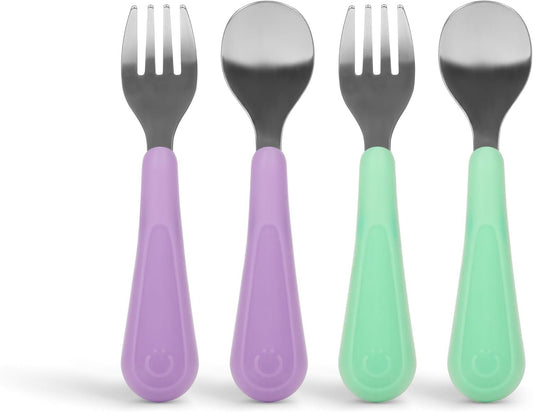 Ubbi Stainless Steel Utensil Set – Smoothie Purple & Sugar Snap