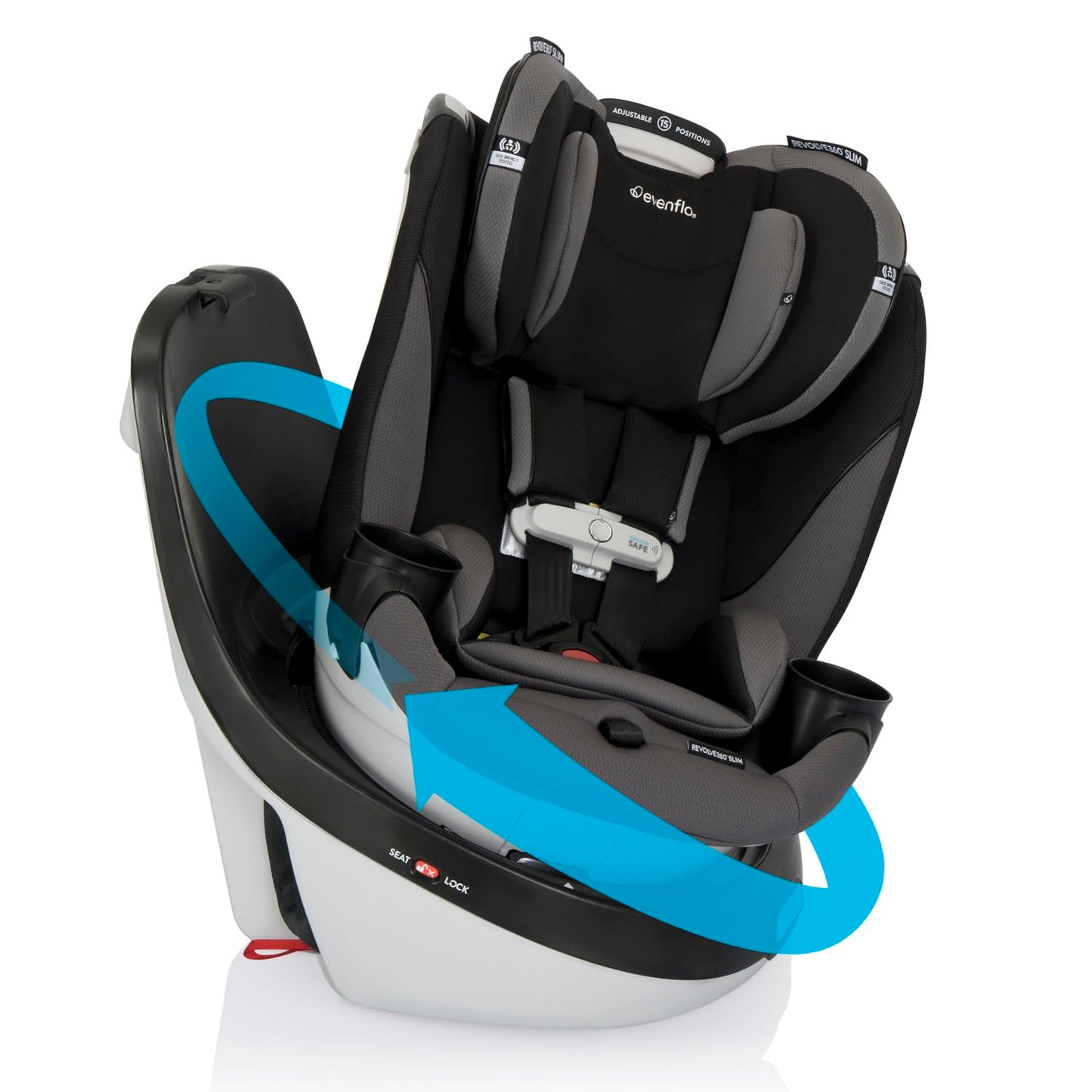 Evenflo Revolve360 Slim 2-in-1 Rotational Car Seat with SensorSafe obsidian black