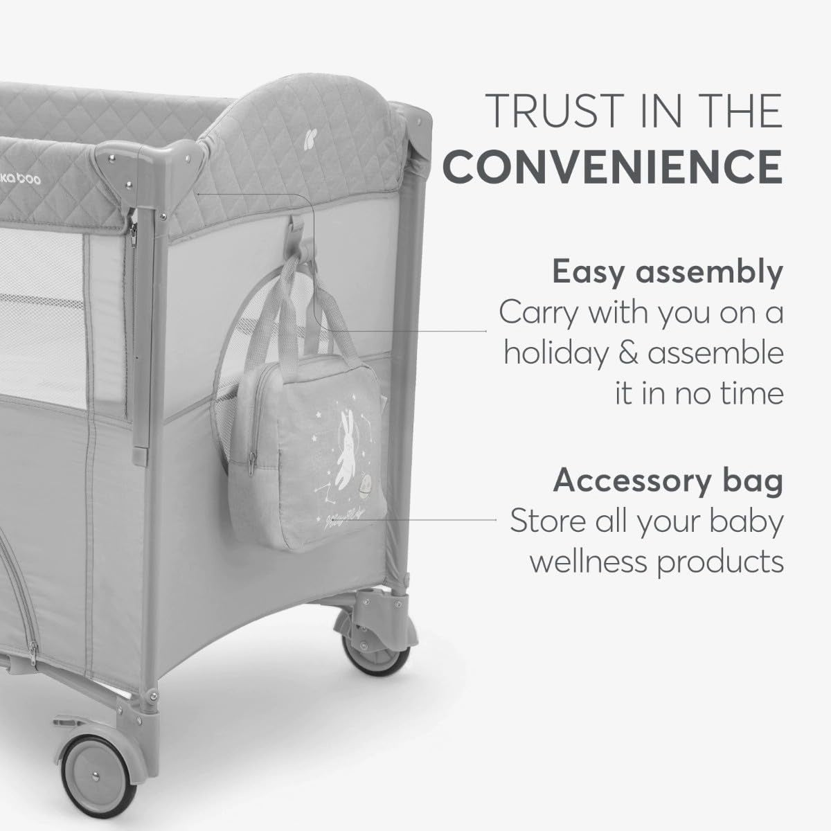 Kikkaboo: 2 Levels Baby Cot – Milky Way Grey