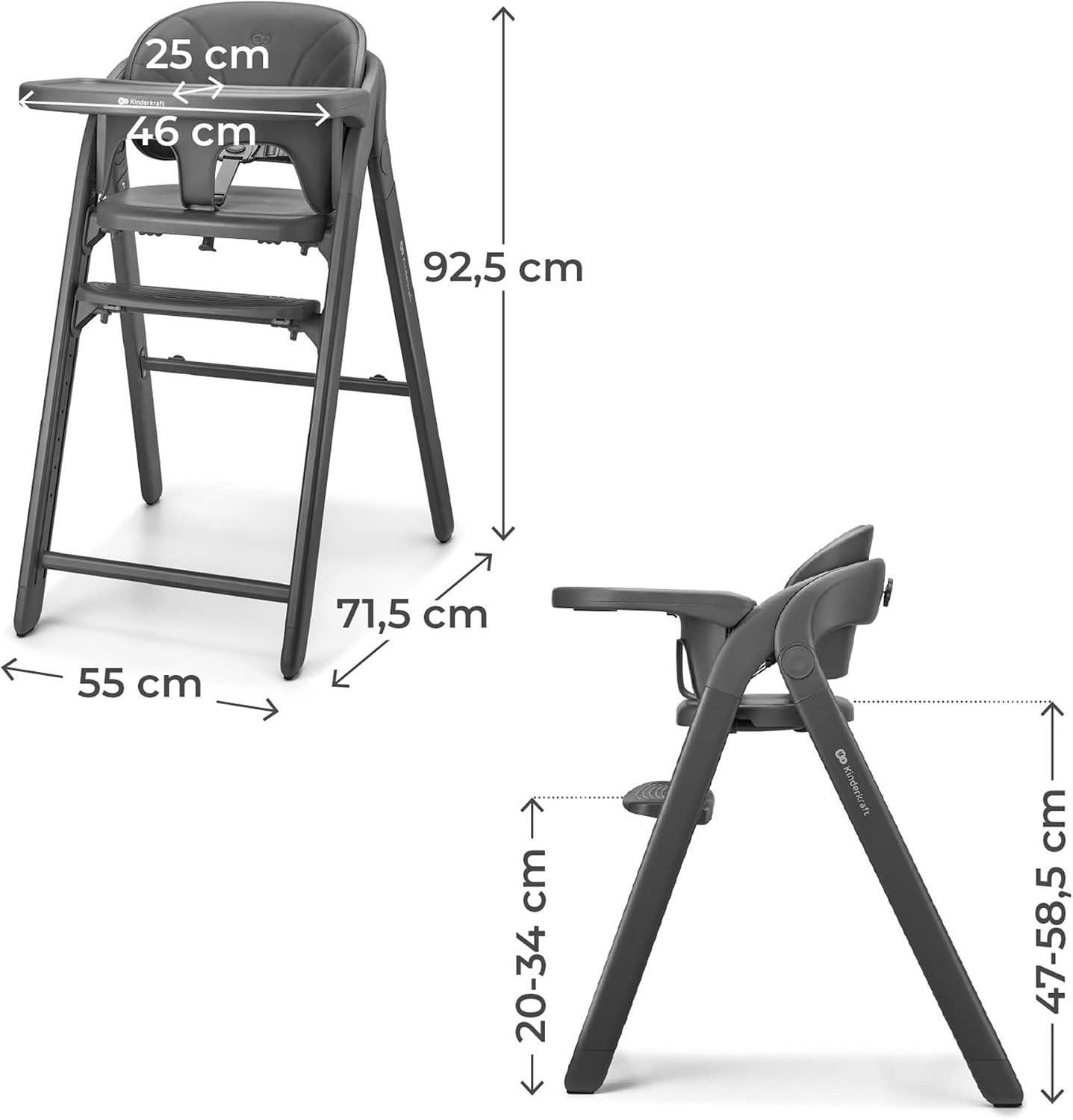 Kinderkraft: TINO 3-in-1 High Chair - Grey