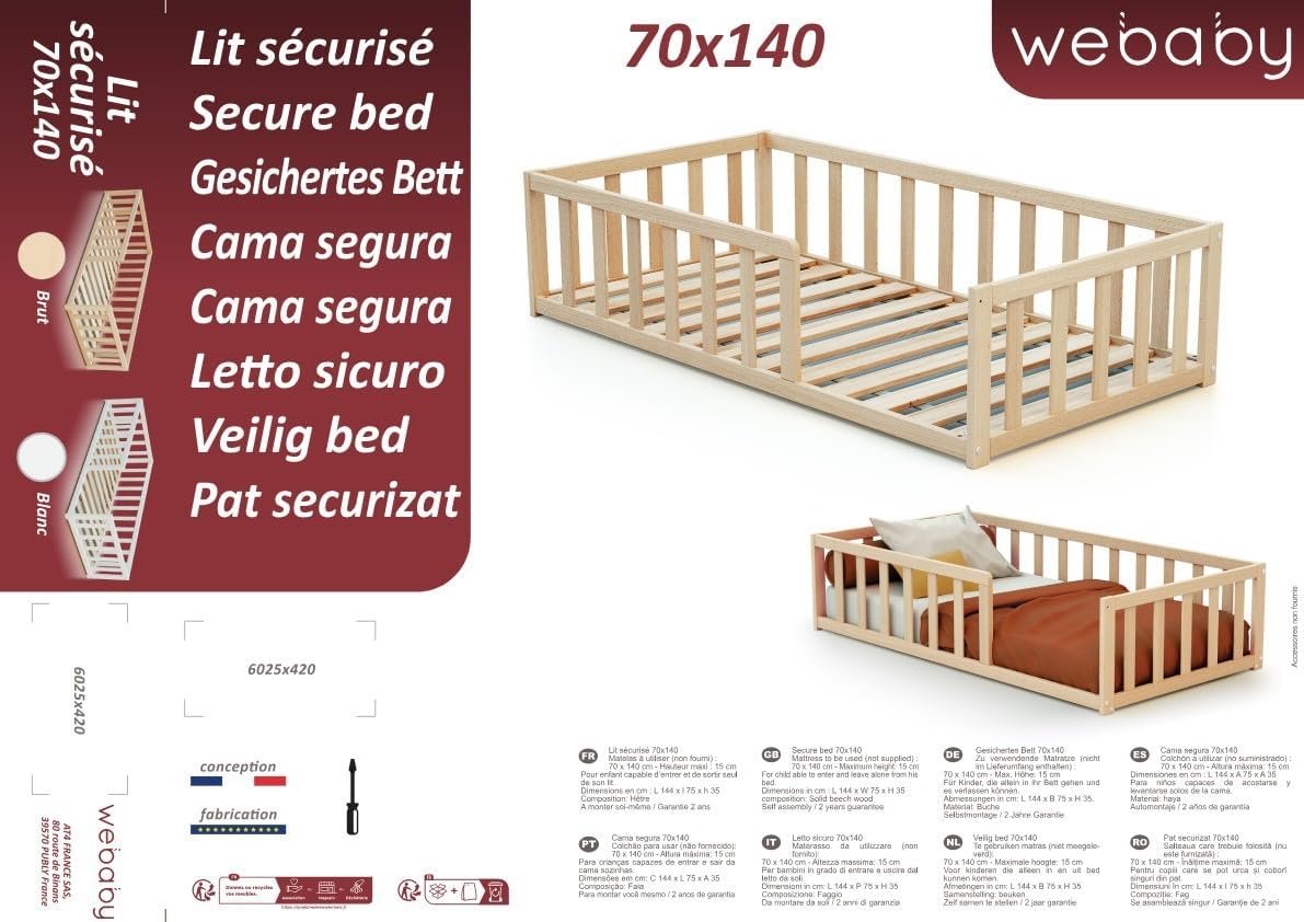 Webaby: Floor Bed KAÏA - Montessori Wooden Bed Frame