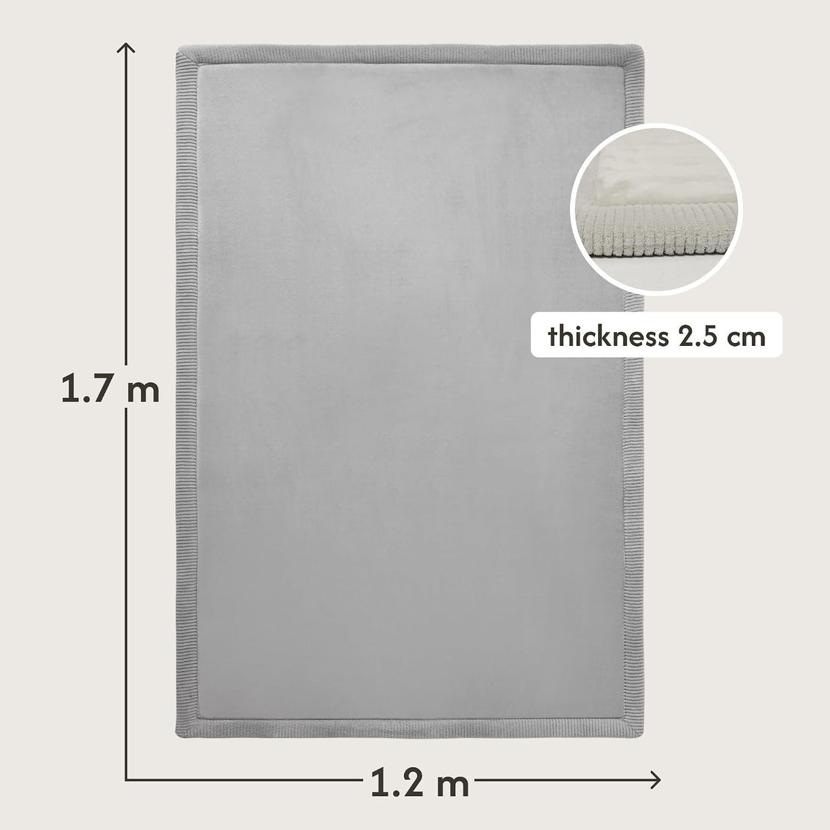 Hakuna Matte Premium Large Coral Velvet Play Mat – Grey