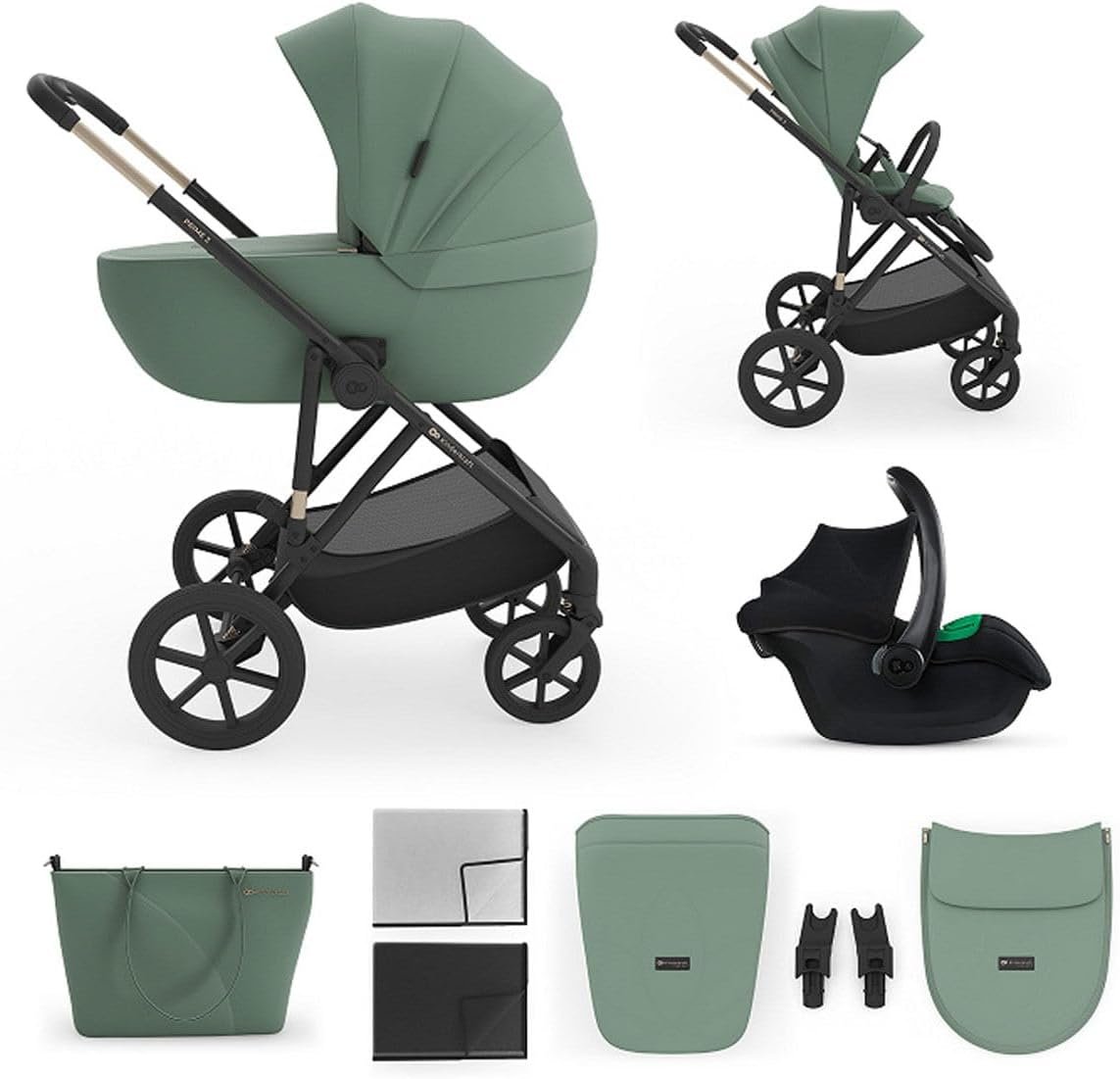 Kinderkraft: PRIME 3 3-in-1 Stroller (2026 Edition - Dark Green)