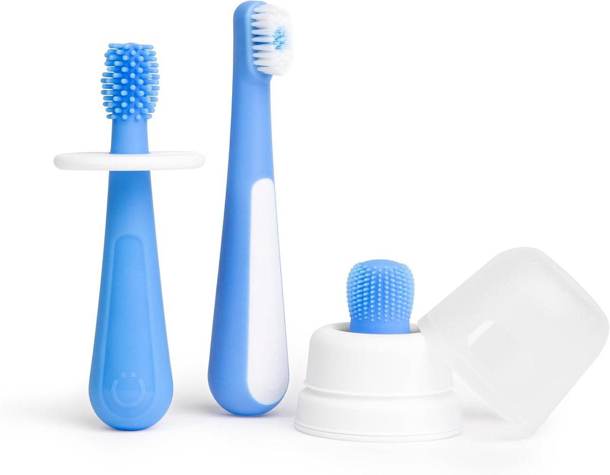 Ubbi Grow with Me Toothbrush Training Set – 3-Piece Set (Polaris Blue)