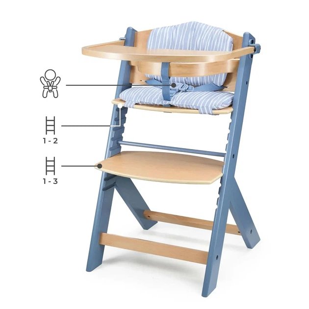 Kinderkraft: ENOCK Wooden High Chair with Nordic Breeze Cushion