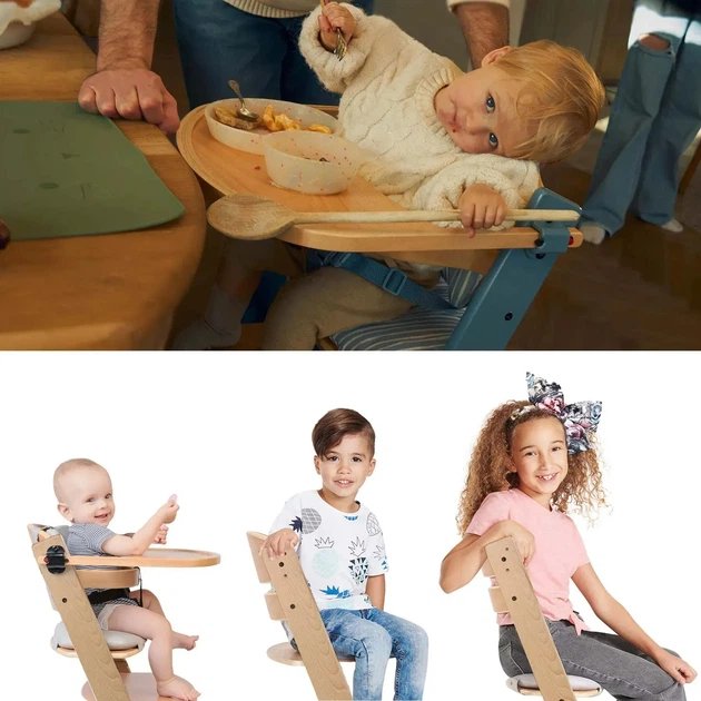 Kinderkraft: ENOCK Wooden High Chair with Nordic Breeze Cushion