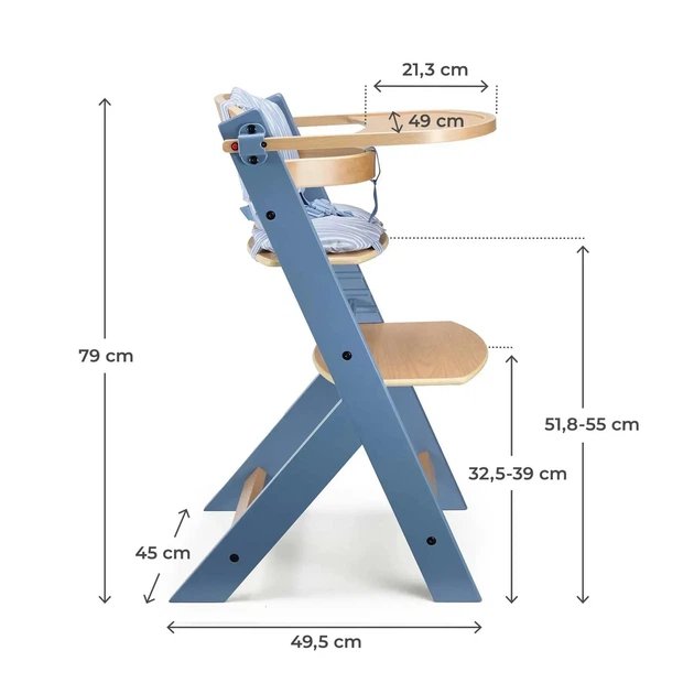 Kinderkraft: ENOCK Wooden High Chair with Nordic Breeze Cushion