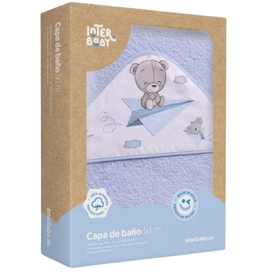 Interbaby Bath Towel Paper Plane Blue