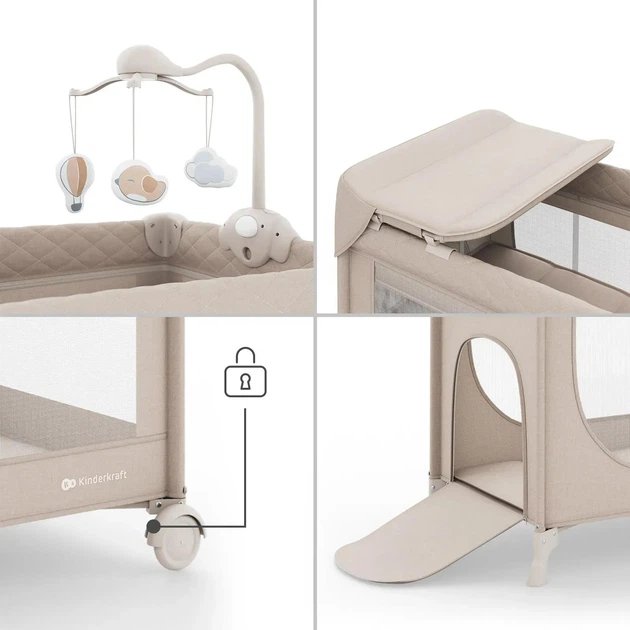 Kinderkraft: LEODY UP Travel Cot & Playpen with Changing Table - Beige