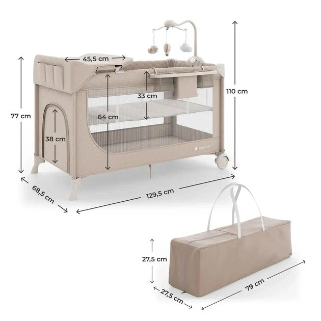 Kinderkraft: LEODY UP Travel Cot & Playpen with Changing Table - Beige