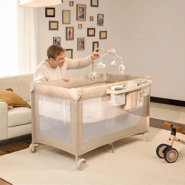 Kinderkraft: LEODY UP Travel Cot & Playpen with Changing Table - Beige