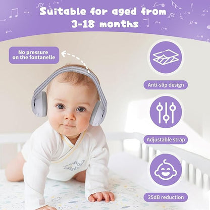 Baby 2-in-1 Noise Protection Headphones: Cartoon Grey Edition