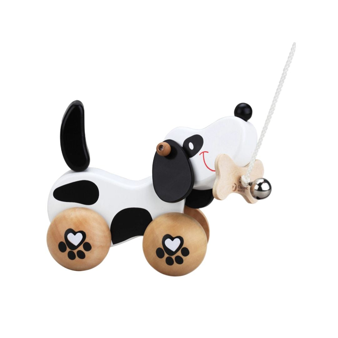 Black & White Pull Dog Toddler Push & Pull Walking Toy
