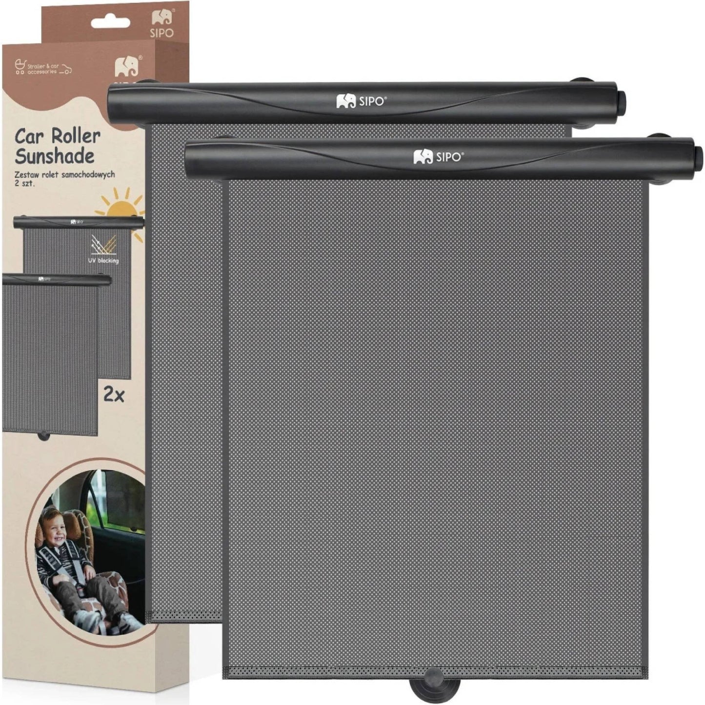 SIPO: Car Side Window Sunshades - Set of 2 / Black