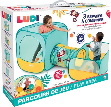LUDI: Activity Play Course with Crawling Tunnel & Pop-Up Play Tent (2-in-1)