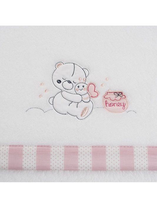 Crib Sheets Coralina Honey Bear White Pink