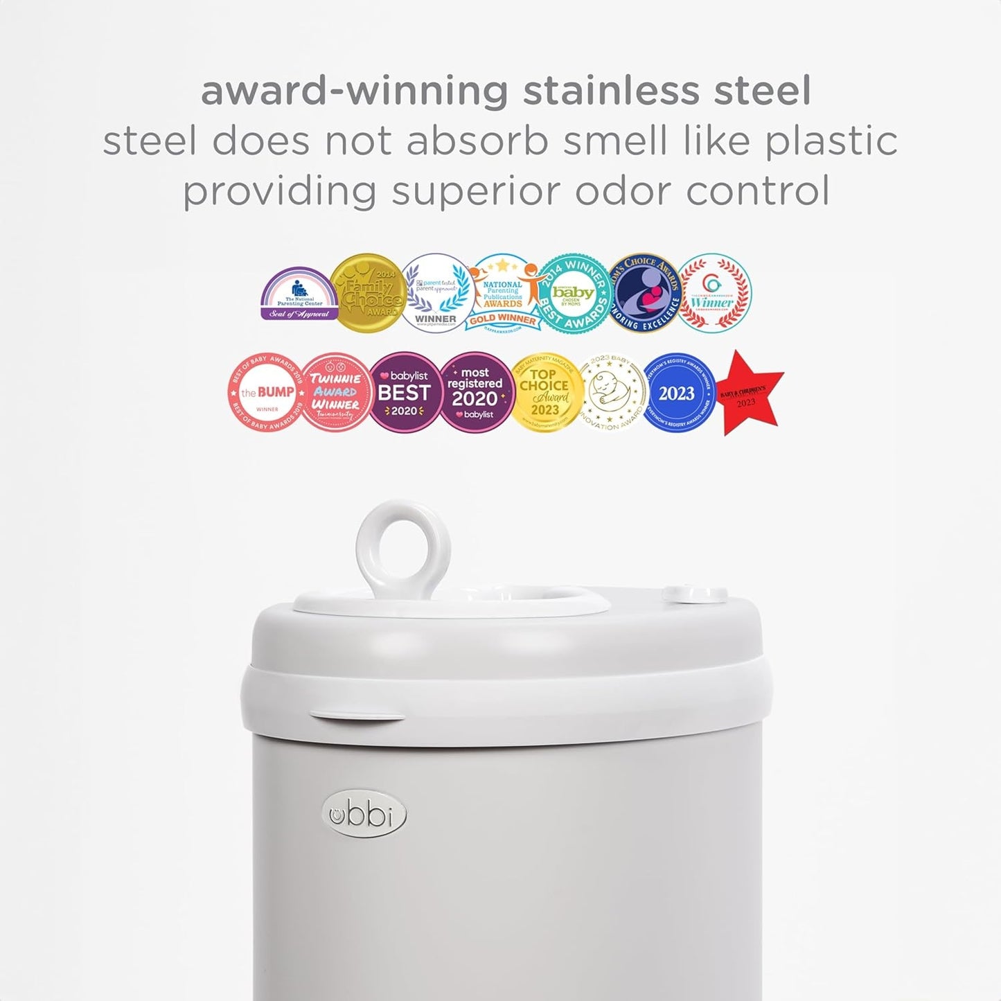 Ubbi: Steel Odor-Locking Diaper Pail – Gray